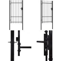 Portillon simple porte avec dessus à pointe Acier 1x1,75 m Noir - Portail De Jardin - Portillon - Clôture - Barriere De Jardin - Porte De Jardin