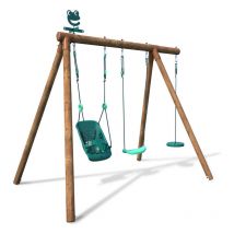 Balançoire en bois traité 3 agrès Tiago