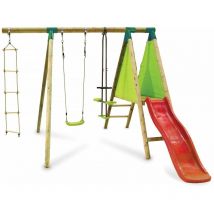 Habitat Et Jardin - Portique Bois 'Kida' - Avec 1 Toboggan - 1 Balançoire - 1 Face à face - 1 Nacelle.