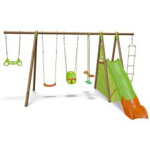 Balançoire en bois poutre métal 2,30 m Techwood legato - 8 enfants