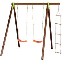 Portique bois poutre métal 2,30 m Techwood Premium xylo - 3 enfants