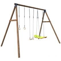 Balançoire en bois traité 3 agrès Galdar Bateau