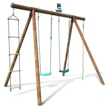 Balançoire en bois traité 4 agrès Ernest