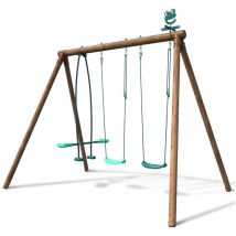 Soulet - Balançoire en bois traité 3 agrès Polo