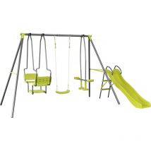 Habitat Et Jardin - Portique en métal 'Ludo ii' avec 4 agrès - 315 x 225 x 195 cm - Vert