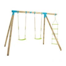 Tp Toys - Portique gineste 2 balancoires / echelle corde / kit d'ancrage h.209 cm