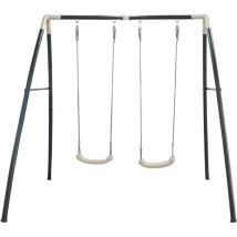 Portique en Metal - Balancoire double, pour 2 enfants Balan oire Metal, Portique Balan oire M tal pour l ext rieur / le jardin 2 agr s - 210 x 210 x