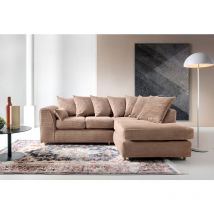 Porto Jumbo Cord Corner Sofa, Full Chenille Cord Fabric in Brown- Right - color Brown - Brown