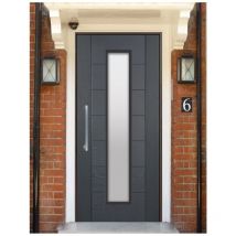 Blindofacile - Portoncino con Vetro Porta Blindata per Esterno Pannello in Vetroresina Grigio