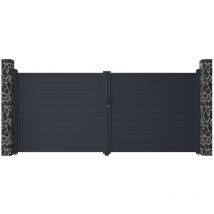 Vente-unique - Cancello a battente L397 x H181 cm Alluminio pieno Antracite - nazario