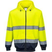 Sweat à capuche bicolore à zip couleur : Jaune/Marine taille S - PORTWEST