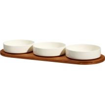 Porzellanschalen Für Snacks Aperio, 3 X 390 Ml, Bambustablett