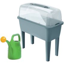 Prosperplast - Jardin urbain gris avec serre pp 52L + arrosoir de jardin vert 4,5L - Gris vert