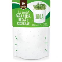 Postal autocultivo Hola germinados mostaza