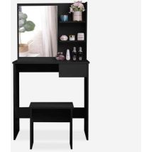 Llb Living Life Bed - Postazione trucco nero con specchiera cassetto e sgabello Mayca Black