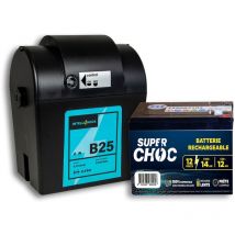 Intellishock - Poste de clôture B25 et batterie 12 v 14 Ah