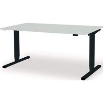 Poste de travail debout / assis levero H650-1250xl1600xP800mm gris anthracite, ral 7016/gris clair à hauteur réglable électriquement