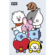 Poster bt21 Zeichen – 61 x 91,5 cm – Hochwertiges 150 g/m² Glanzpapier – Wanddeko für Zuhause