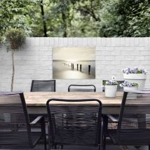 Tableau de jardin Coucher de soleil 50 x 70cm Beige, gris