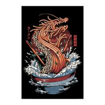 Poster illustrato dragon ramen