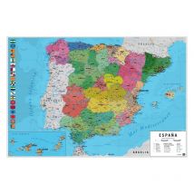 Poster mappa fisica e politica della spagna