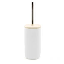 Gelco Design - pot à balai brosse wc ova céramique et bois blanc