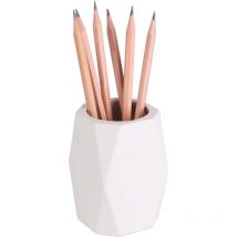 Pot à crayons en silicone, forme géométrique, pour bureau, papeterie, porte-pinceaux de maquillage (blanc), 1 paquet, 6,7 cm (l) x 9,4 cm (l).