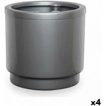 Ibergarden - Pot auto-arrosant en polypropylène argenté 32 x 30,5 x 32 cm (4 pièces)