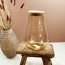 Bloomingville - Pot avec couvercle ou vase en verre recyclé et liège -