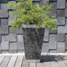 Wanda Collection - Pot bac jardinière carré ardoise 80cm jardin terrasse pierre naturelle
