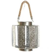 Bougeoir Dkd Home Decor 21 x 21 x 23 cm Métal argenté Corde arabe