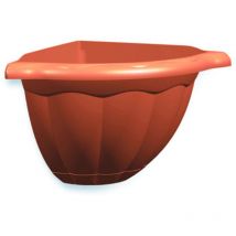 Pot mural d'angle 25 cm en terre cuite. -Injection en plastique de haute qualité. -Mesures extérieures : 25 x 25 x 20 cm. -Mesures intérieures : 23 x