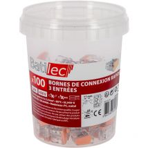 Pot de 100 bornes de connexion automatique 3 entrées Batilec