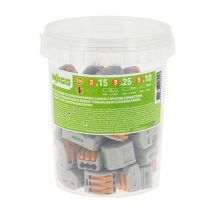 Barattolo di 50 morsetti di connessione automatica S222 con 2, 3 e 5 ingressi Wago