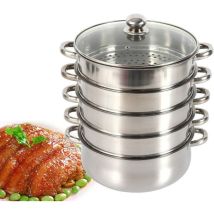 Pot de Cuisson à Insert Vapeur à 5 Niveaux 28cm Cuiseur Vapeur Insert Vapeur en Acier Inoxydable pour Marmite Cuiseur Vapeur en Acier Inoxydable