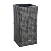 Estexo - Pot de fleurs avec cache pot en polyrotin 30 x 30 x 60 cm gris anthracite