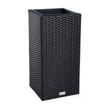 Estexo - Pot de fleurs avec cache pot en polyrotin 30 x 30 x 60 cm noir
