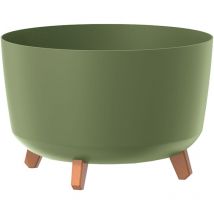 Jardinière Prosperplast de couleur vert terre, sans réservoir, collection gracia, 39cm x 39cm x 25,7cm cm, contenance de 21,5 l.