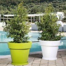 Idralite - Pot de fleurs rond jardinière en résine diamètre 80 cm mod. Gemma bronze