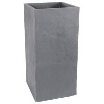 EDA - Pot de fleurs carré Haut Volcania - 39,5 x 39,5 x 80 cm - 31 l - Gris galet