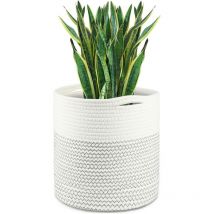 Pot de Fleurs de avec Doublure, Panier de Rangement tissé en Coton Cache Pot Plante Interieur pour Plantes d'intérieur, Pot de Fleurs et décoration