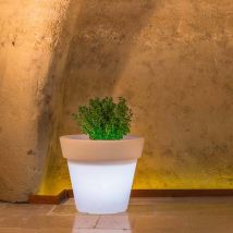 Idralite - Pot de fleurs Led en résine h 45 mod. Begonia Tondo lampe blanche