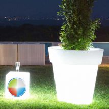 Pot de fleurs Led en résine h 95 mod. Begonia Tondo led multicolor