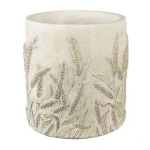 Pot de fleurs pierre tige de blé beige vert 13x13cm