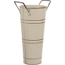 Pot de fleurs rétro pour balcon, seau à fleurs rond en métal avec poignée