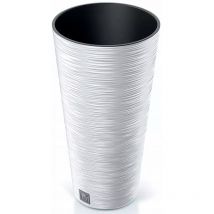 Pot de fleurs rond avec reserve d ́eau 15 l blanc - furu