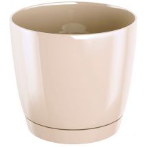 Pot rond en plastique Prosperplast Coubi Round p de couleur crème 28 (longueur) x 28 (largeur) x 26,2 (hauteur) cm
