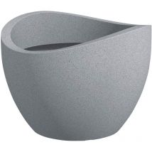 Scheurich - Wave Globe 50, bac à plantes/pot à fleurs/jardinière, cylindrique, coloris: Stony Grey, fabriqué avec du plastique recyclé, pour