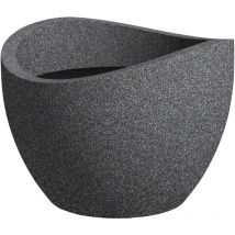 Wave Globe 30, pot à fleurs/jardinière, cylindrique, coloris: Granit noir, fabriqué avec du plastique recyclé, pour l'extérieur - Scheurich