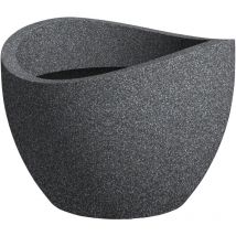 Wave Globe 50, pot à fleurs/jardinière, cylindrique, coloris: Granit noir, fabriqué avec du plastique recyclé, pour l'extérieur - Scheurich